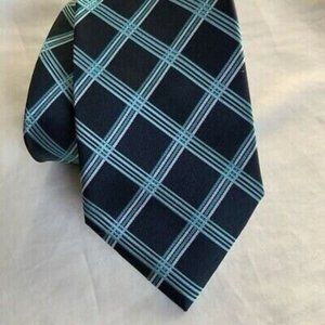 David Taylor Collection Mens Tie Blue Gray Diamond Lattice Motif Career Neckwear